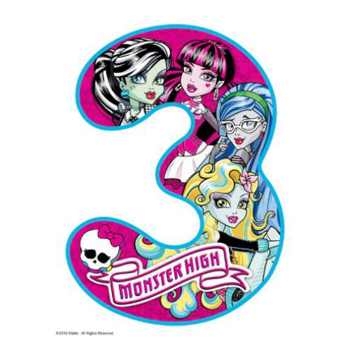 Monster High Number 3 Edible Icing Image - Click Image to Close